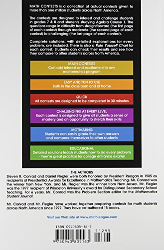 Math Contests: Grades 7 & 8 (And Algebra Course 1), Volume 5,New