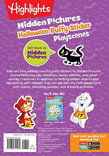 Halloween Hidden Pictures Puffy Sticker Playscenes: Over 50 Reusable Halloween Stickers to Decorate, Find Over 175 Hidden Object,Used