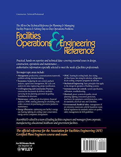Facilities Operations & Engineering Reference: A Technical & Management Handbook for Planning & Analyzing Projects, Complying Wi,Used