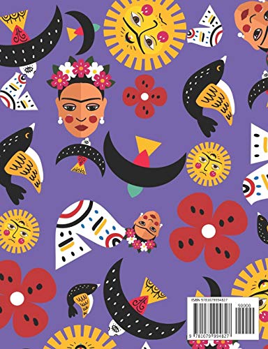 Composition Book CollegeRuled Frida Folk Art Inspired Purple Pattern: Retro Kahlo Inspired Cover (Back to School Series),Used