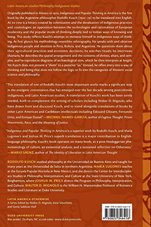 Indigenous And Popular Thinking In Amrica (Latin America Otherwise),Used