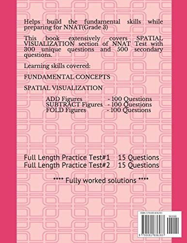 NNAT Naglieri Nonverbal Ability Test SPATIAL VISUALIZATION: A step by step study guide GRADE 3 (NNAT Test Prep Series),Used