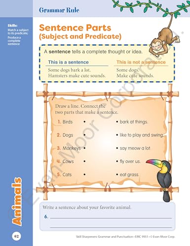 Evanmoor Skill Sharpeners Grammar And Punctuation Grade 1, Fullcolor Activity Book  Supplemental Homeschool Workbook