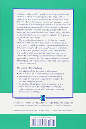 Treatment Of Error In Second Language Student Writing, Second Edition (The Michigan Series On Teaching Multilingual Writers),New