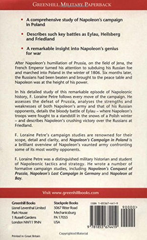 Napoleon's Campaign In Poland 18061807 (Greenhill Military Paperback),Used