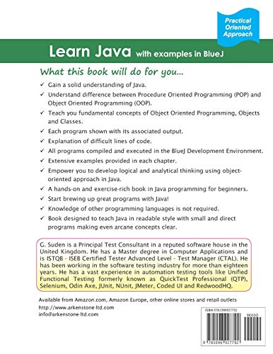 Learn Java with examples in BlueJ: A beginner's handson approach to learning Java,Used