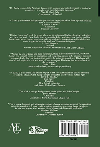 A Game of Uncommon Skill: Leading the Modern College and University (American Council on Education Oryx Press Series on Higher E,Used