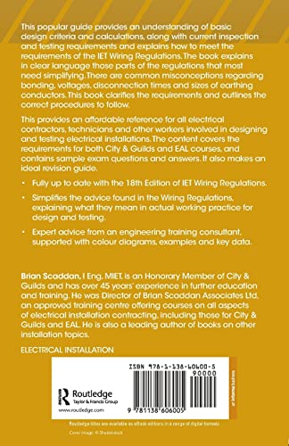 Iet Wiring Regulations: Design And Verification Of Electrical Installations: Design And Verification Of Electrical Installations
