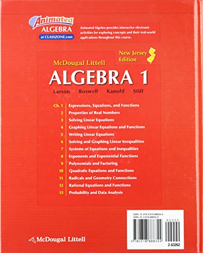 McDougal Littell Algebra 1: Student Edition 2008,Used