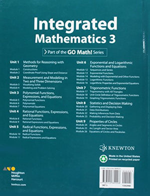 Student Edition 2015 (Hmh Integrated Math 3)-new