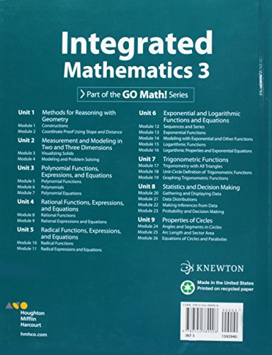 Student Edition 2015 (Hmh Integrated Math 3)-new