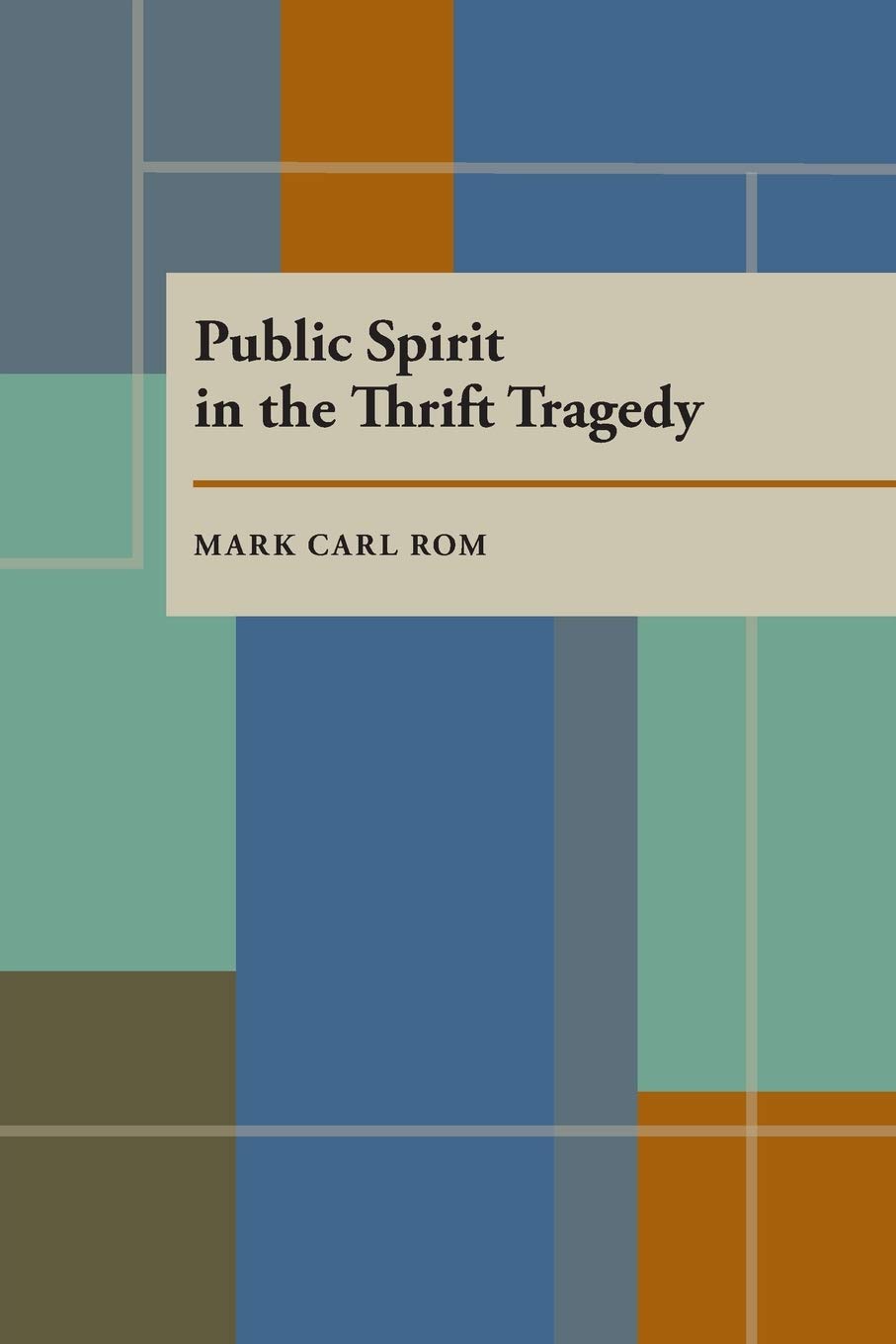 Public Spirit In The Thrift Tragedy (Pitt Series In Policy And Institutional Studies),Used