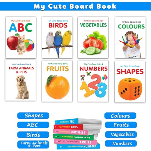 First Board Book All In One Learning Book For Children - Educational Picture Books, Pocket Books For Children, Kids Learning Books | Pack Of 8 Books