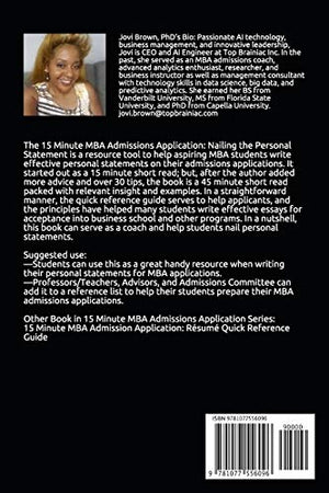 15 Minute MBA Admissions Application: Nailing the Personal Statement (15 Minute MBA Application),Used