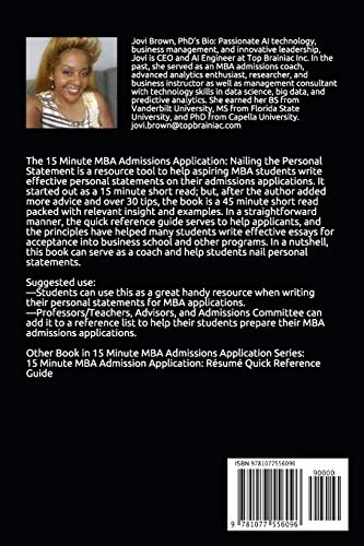 15 Minute MBA Admissions Application: Nailing the Personal Statement (15 Minute MBA Application),Used