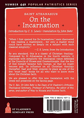 On The Incarnation: Saint Athanasius The Great Of Alexandria (Popular Patrictics Series, 44B),New