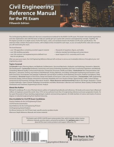 Civil Engineering Reference Manual for the PE Exam, 15th Ed,Used