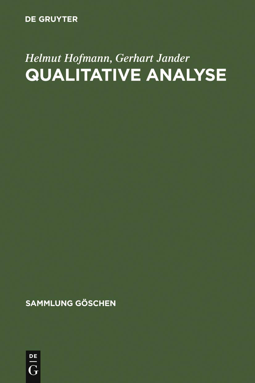 Qualitative Analyse (Sammlung Gschen, 2619) (German Edition),Used
