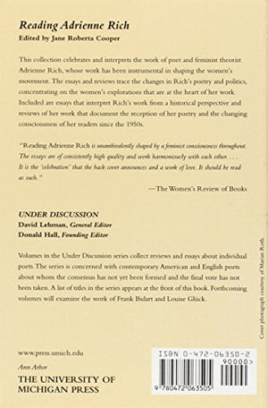 Reading Adrienne Rich: Reviews and ReVisions, 195181 (Under Discussion),Used