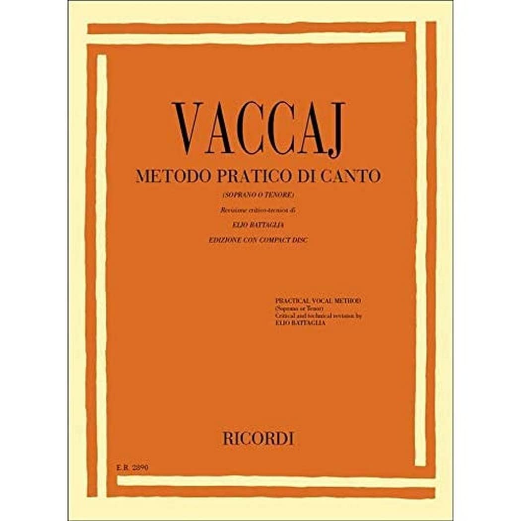 NICOLA VACCAI : METODO PRATICO DI CANTO  SOPRANO OR TENOR VOICE  RECUEIL + CD,Used