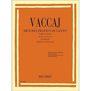 NICOLA VACCAI : METODO PRATICO DI CANTO  SOPRANO OR TENOR VOICE  RECUEIL + CD,Used
