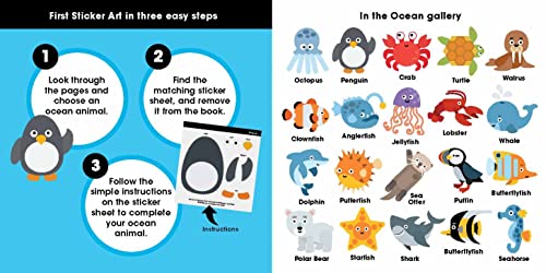 First Sticker Art: In the Ocean: Color By Stickers for Kids, Make 20 Animal Pictures! (Independent Activity Book, Perfect Easter,Used
