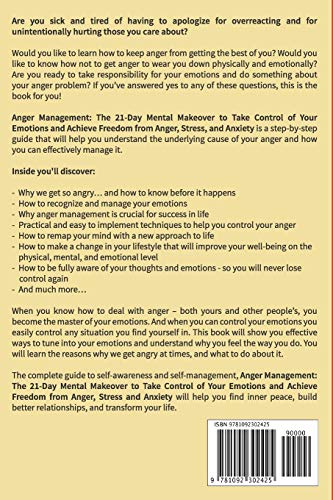 Anger Management: The 21Day Mental Makeover to Take Control of Your Emotions and Achieve Freedom from Anger, Stress, and Anxiet,Used