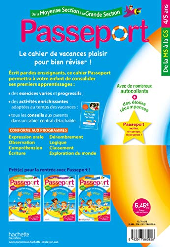 Passeport  De la Moyenne  la Grande section  Cahier de vacances 2022,Used