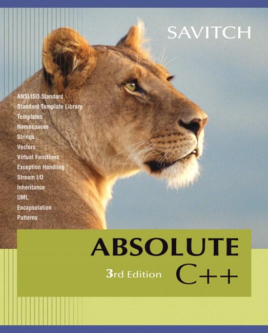 Absolute C++ (3rd Edition),Used