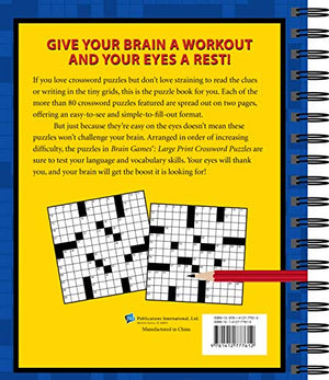 Brain Games  Crossword Puzzles  Large Print (Blue),Used