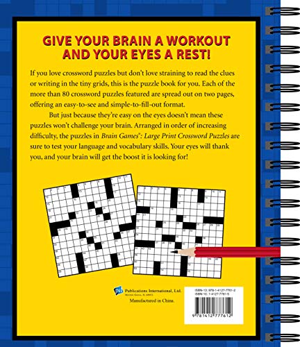 Brain Games  Crossword Puzzles  Large Print (Blue),Used