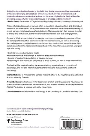 Burnout at Work: A psychological perspective (Current Issues in Work and Organizational Psychology),Used