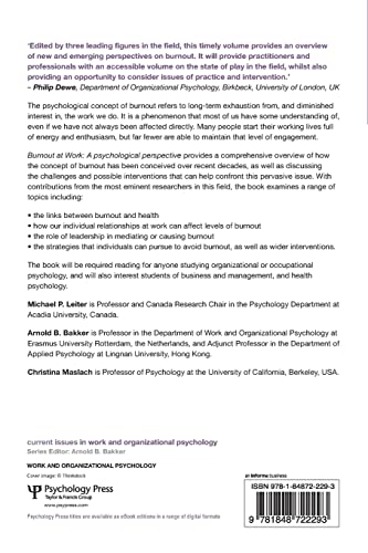 Burnout at Work: A psychological perspective (Current Issues in Work and Organizational Psychology),Used