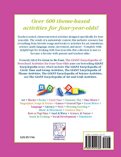 The GIANT Encyclopedia of Preschool Activities for FourYearOlds: Over 600 Activities Created by Teachers for Teachers (The GIA,Used