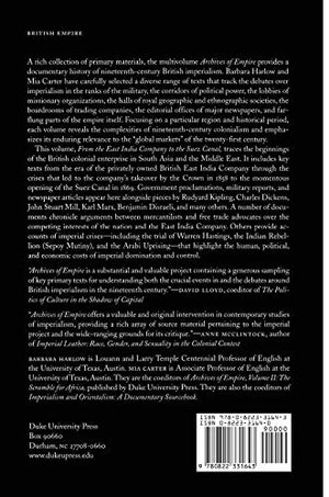 Archives Of Empire: Volume I. From The East India Company To The Suez Canal,New