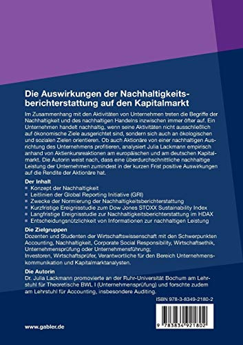 Die Auswirkungen der Nachhaltigkeitsberichterstattung auf den Kapitalmarkt: Eine empirische Analyse (German Edition),Used