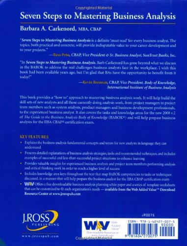 Seven Steps to Mastering Business Analysis,New