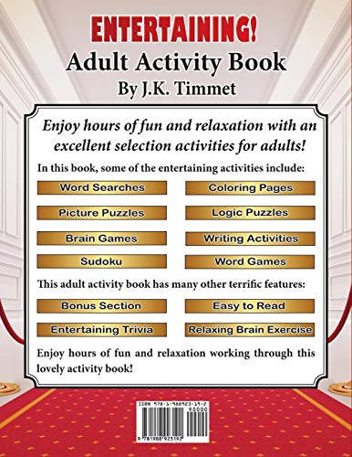Entertaining! Adult Activity Book: Filled With Word Searches, Relaxing Coloring Pages, Sudoku, Word Games, Picture Puzzles, Brai