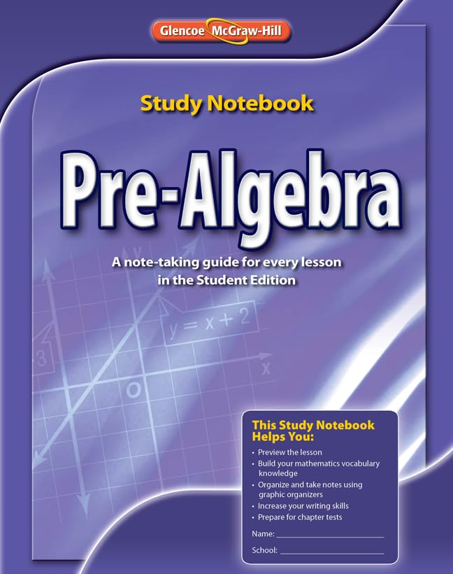 Prealgebra, Study Notebook (Merrill Prealgebra),New