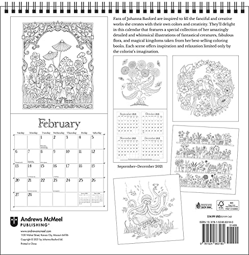 Johanna Basford 2022 Coloring Wall Calendar: A Special Collection of Whimsical Illustrations From Her BestSelling Books,New