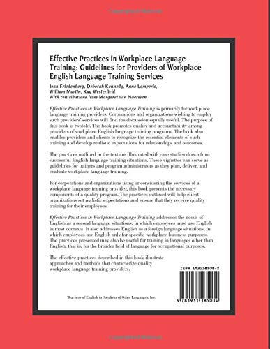 Effective Practices in Workplace Language Training: Guidelines for Providers of Workplace English Language Training Services,New