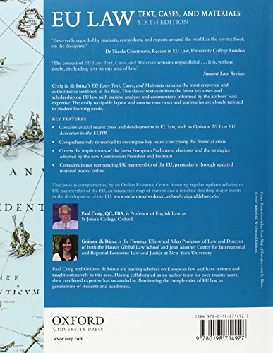 EU Law: Text, Cases, and Materials,Used