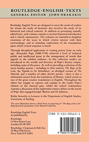 Alexander Pope: Selected Poetry and Prose (Routledge English Texts),Used