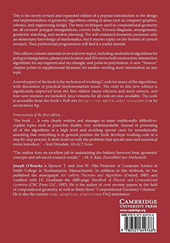 Computational Geometry in C (Cambridge Tracts in Theoretical Computer Science (Paperback)),New