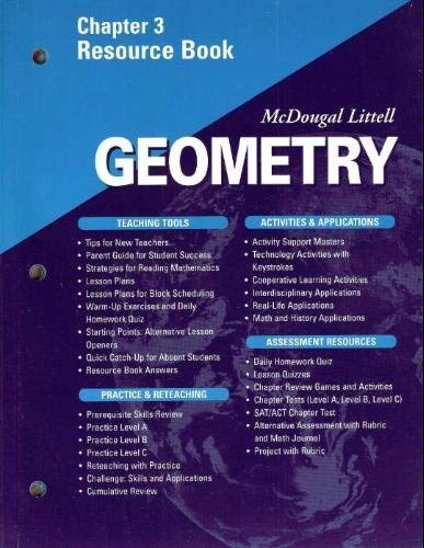 McDougal Littell  Geometry  Chapter 3 Resource Book,Used