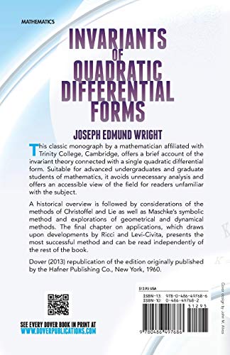 Invariants of Quadratic Differential Forms (Dover Books on Mathematics),Used