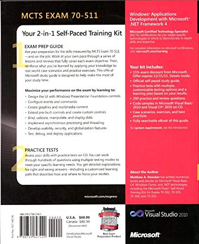 MCTS SelfPaced Training Kit (Exam 70511): Windows Application Development with Microsoft .NET Framework 4,Used