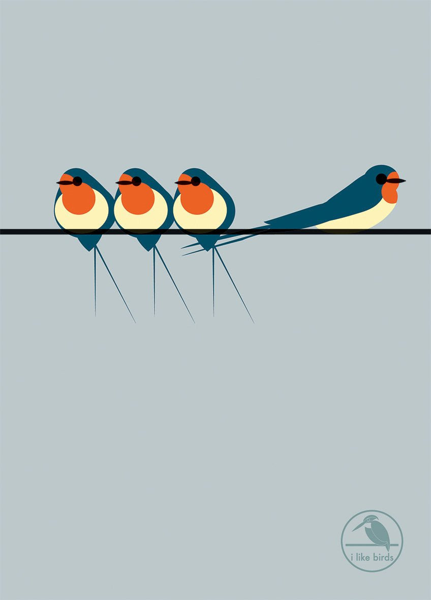 I Like Birds: Swallows On A Line Hardback Notebook