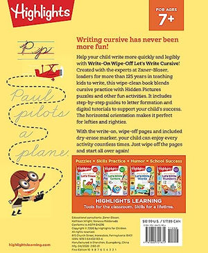 WriteOn WipeOff Let's Write Cursive (Highlights WriteOn WipeOff Fun to Learn Activity Books),Used
