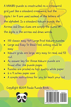Large Print Kakuro For Kids  4x4  Book 10: Kids Mind Games  Logic Games For Kids,Used